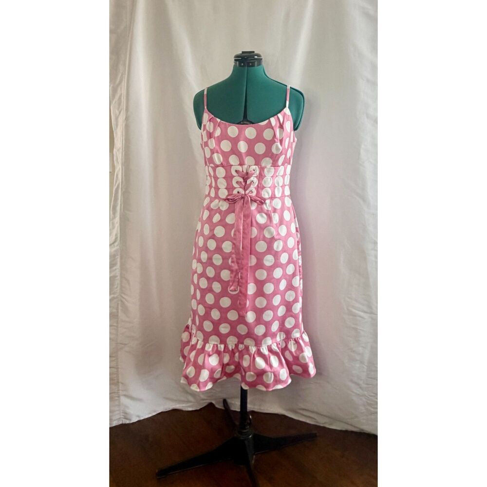 Vintage Donna Ricco New York pink and white polka dot sundress